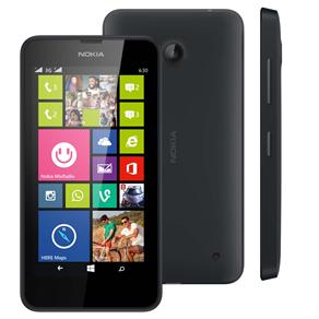 Smartphone Nokia Lumia 630 Preto Dual Sim, Tv Digital ,Windows Phone 8.1, Tela 4.5", QuadCore 1.2GHz, Câm. 5MP, WiFi, Bluetooth e A-Gps -Tim