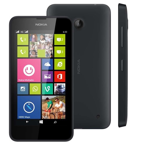 Smartphone Nokia Lumia 630 Preto Windows 8.1 3G 5Mp 8Gb Gps Tv Digital