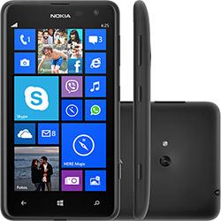 Smartphone Nokia Lumia 625, Desbloqueado TIM, Preto, Processador 1.2GHz Dual Core ,Tela Touchscreen 4.7", Windows Phone 8, Câmera 5MP com Flash LED, Câmera Frontal VGA, 4G, Wi-Fi, Bluetooth, GPS e Memória Interna de 8G