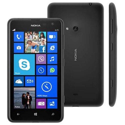 Smartphone Nokia Lumia 625 Preto Processador 1.2ghz Dual Core Tela 4.7, 4g, Windows Phone 8 Desbloqu