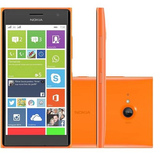 Smartphone Nokia Lumia 730 Desbloqueado Tela 4.7 Dual Chip 3g Windows Phone 8 Laranja