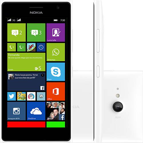 Smartphone Nokia Lumia 730 Dual Chip Desbloqueado Windows 8.1 Tela 4.7" 8GB Wi-Fi Câmera 6.7MP GPS - Branco