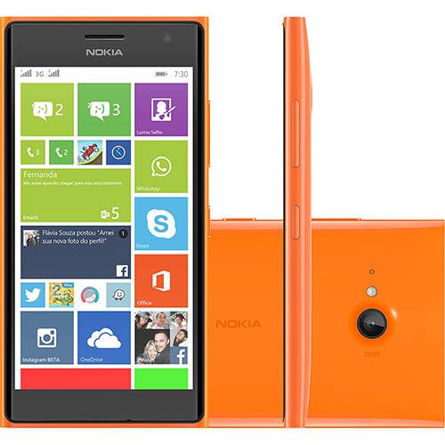 Smartphone Nokia Lumia 730 Dual Chip Desbloqueado Windows Phone 8.1 Tela 4.7" 8GB 3G Wi-Fi Câmera 6.7MP - Laranja