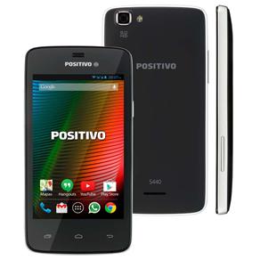 Smartphone Positivo S 440 Preto com Dual Chip, Tela 4”, Android 4.4, Câmera 5MP, 3G, Wi-Fi, Bluetooth e Processador Dual Core de 1.3Ghz