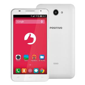 Smartphone Positivo S 550 Branco com Dual Chip, Tela 5.5”, Android 4.4, Câmera 5MP, 3G, Wi-Fi, Bluetooth e Processador Dual Core de 1.0GHz