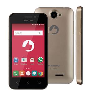 Smartphone Positivo S420 Dourado com Dual Chip, Tela 4”, Android 5.1, Câmera 3.2MP, 3G, Wi-Fi, Bluetooth e Processador Dual Core de 1.3Ghz