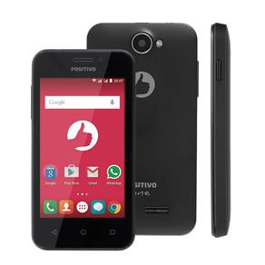 Smartphone Positivo S420 Preto com Dual Chip, Tela 4”, Android 5.1, Câmera 3.2MP, 3G, Wi-Fi, Bluetooth e Processador Dual Core de 1.3Ghz