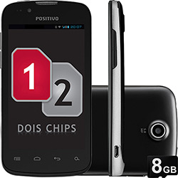 Smartphone Positivo S400 GSM Desbloqueado Preto Android 4.0 Dual Chip Tela Touchscreen 4" Câmera de 5MP 3G Wi-Fi Memória Interna 4GB Cartão de 8GB