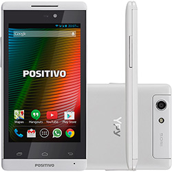 Smartphone Positivo S450 Dual Chip Desbloqueado Android 4.2 Tela 4" Memória Interna 4GB ROM 3G Câmera 5MP + Cartão 8GB - Branco