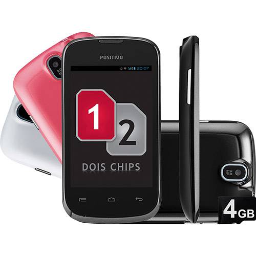 Smartphone Positivo S350 Colors Dual Chip Desbloqueado Android Tela 3.5" 3G Wi-Fi Câmera 3MP - Preto + Cartão de 4GB