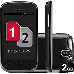Smartphone Positivo S350 GSM Desbloqueado Preto Android 2.3 Dual Chip Tela Touchscreen 3.5" Câmera de 3MP 3G Wi-Fi Memória Interna 512MB Cartão de 2GB