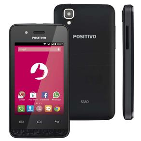 Smartphone Positivo S380 Preto com Dual Chip, 4GB, Tela 3.5", Câmera 3.2MP, Android 4.4, 3G, Bluetooth e Processador Dual Core de 1.0GHz