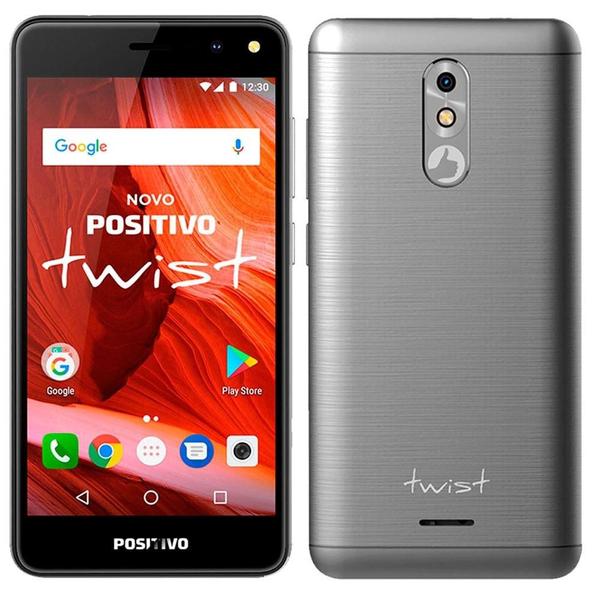Smartphone Positivo Twist, 5", 3G,Android 7.0, 8MB, 16GB - CInza