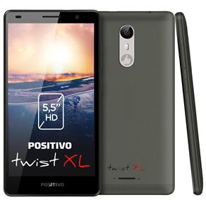 Smartphone Positivo Twist XL S555 Cinza com Dual Chip, Tela 5,5”, Android 7.0, Câmera 8MP, 3G, Wi-Fi, Bluetooth e Processador Quad-Core de 1.3 Ghz
