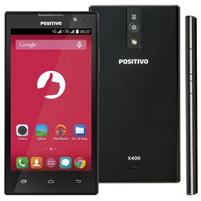 Smartphone Positivo X400 Preto com Dual Chip, Tela 5”, Android 4.4, Câmera 5MP, 3G, Wi-Fi, Bluetooth e Processador Quad Core 1.3GHz