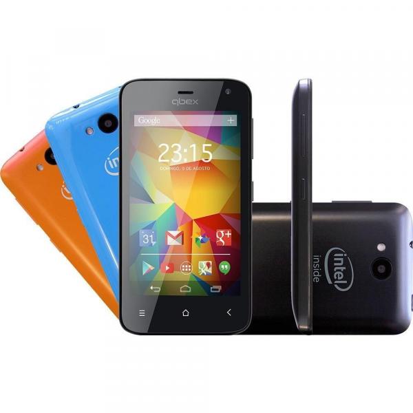 Smartphone QBEX HS011 Intel Dual Chip Android 4.4 Tela de 4 Ips, 5Mp - Preto