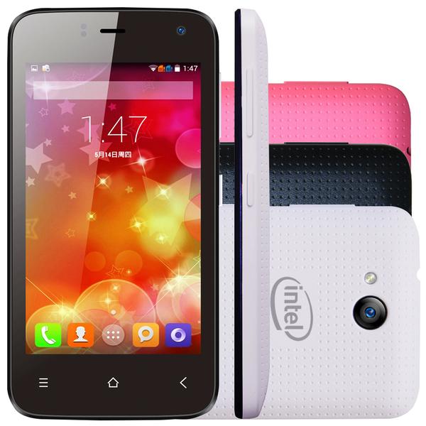 Smartphone Qbex X-Pocket 4" 4GB 3G Câmera Frontal Android 4.4 Preto + Capa Branca e Rosa - Qbex