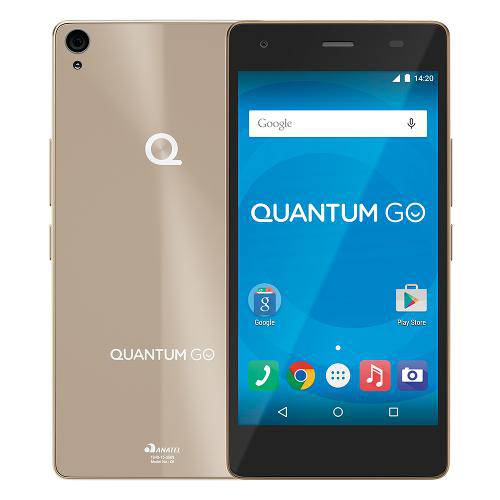 Smartphone Quantum Go 4g 16gb Gold Octacore 2gb Ram Câmera 13mp-24mp Tela Hd 5 Android 5.1
