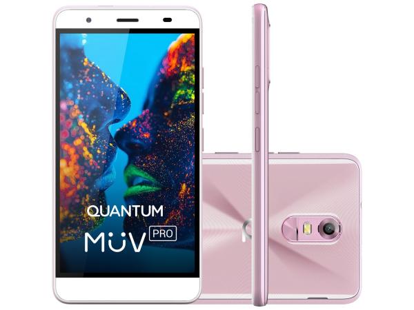 Smartphone Quantum Müv Pro Q5 32GB Rosa Dual Chip - 4G Câm. 16MP + Frontal 8MP Flash 5.5” HD Octa Core