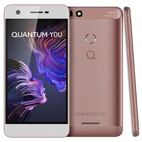Smartphone Quantum You Rosa com 32GB, Dual Chip, Leitor de Digitais, Tela HD 5.0", Câmera 13MP, Android 7.0, 3GB RAM e Processador Quad Core