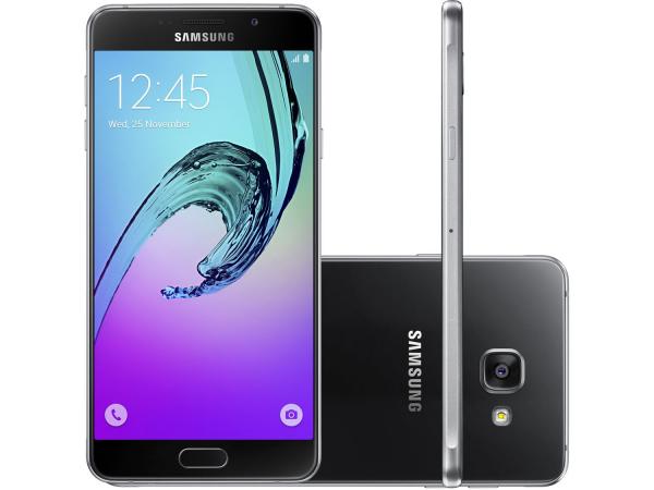 Smartphone Samsung A7 2016 Duos 16GB Preto - Dual Chip 4G Câm. 13MP + Selfie 5MP Tela 5.5”