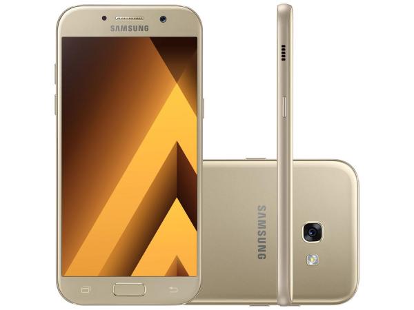 Smartphone Samsung A7 2017 32GB Dourado Dual Chip - 4G Câm. 16MP + Selfie 16MP Tela 5.7” Octa Core
