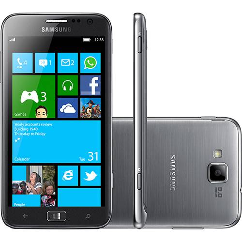 Tudo sobre 'Smartphone Samsung Ativ S I8750 Desbloqueado Windows Phone Tela 4.8" 16GB 3G Wi-Fi Câmera 8MP - Prata'