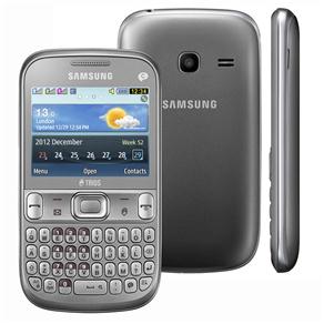 Smartphone Samsung Chat 333 Trios GT-S3333 Prata com Trial Chip, Teclado QWERTY, Câmera 2MP, FM, MP3, Bluetooth e Fone