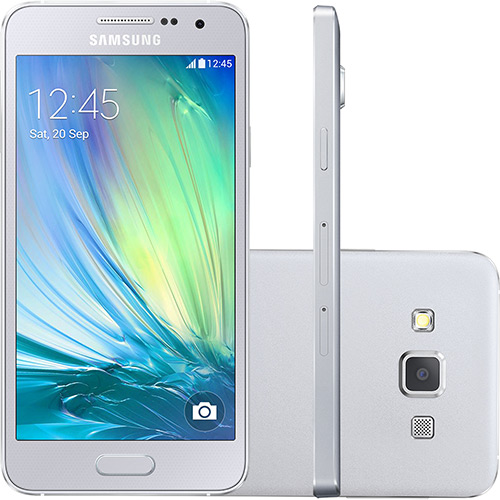 Smartphone Samsung Galaxy A3 Duos Dual Chip Desbloqueado Android 4.4 Tela 4.5" 16GB 4G Câmera 8MP - Prata