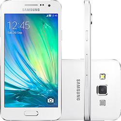 Smartphone Samsung Galaxy A3 Duos Dual Chip Desbloqueado Vivo Android 4.4 Tela 4.5'' 16GB Wi-Fi 4G Câmera 8MP - Branco