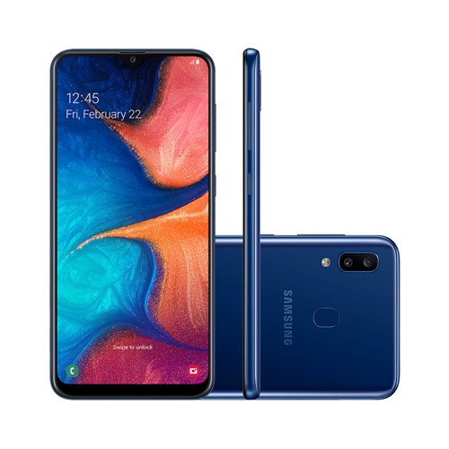 Smartphone Samsung Galaxy A20 32Gb Azul Tela 6.4" Câmera Dupla 13Mp Selfie 8Mp Dual Chip Android 9.0