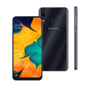 Smartphone Samsung Galaxy A30 Preto 64GB, Tela Infinita de 6.4", Câmera Traseira Dupla, Leitor de Digital, Android 9.0 e Processador Octa-Core