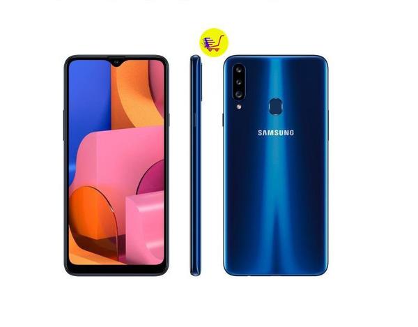 Smartphone Samsung Galaxy A20s 32GB Azul 4G - 3GB Tela 6,5” RAM Câm. Tripla + Câm. Selfie 8MP
