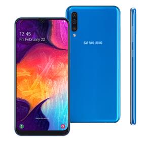 Smartphone Samsung Galaxy A50 Azul 64GB, Tela Infinita de 6.4", Câmera Traseira Tripla, Leitor de Digital na Tela, Android 9.0 e Processador Octa-Core