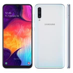 Smartphone Samsung Galaxy A50 Branco 128GB, Tela Infinita de 6.4", Câmera Traseira Tripla, Leitor Digital na Tela, Android 9.0 e Processador Octa-Core