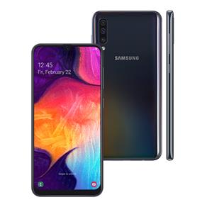 Smartphone Samsung Galaxy A50 Preto 64GB, Tela Infinita de 6.4", Câmera Traseira Tripla, Leitor Digital na Tela, Android 9.0 e Processador Octa-Core