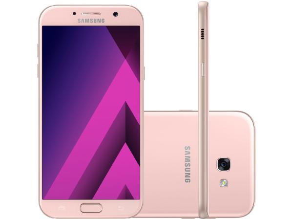 Smartphone Samsung Galaxy A7 2017 64GB Rosa - Dual Chip 4G Câm. 16MP + Selfie 16MP Tela 5.7”