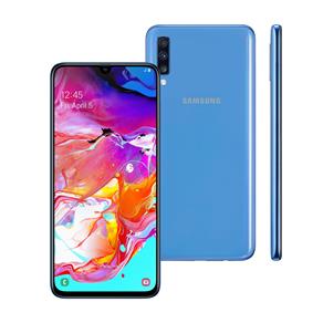 Smartphone Samsung Galaxy A70 Azul 128GB, Tela Infinita de 6.7", Câmera Traseira Tripla, Leitor Digital na Tela, Android 9.0 e Processador Octa-Core