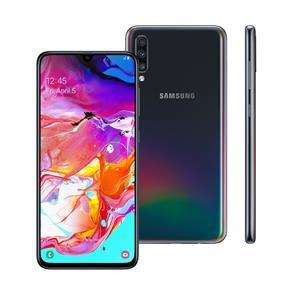 Smartphone Samsung Galaxy A70 Preto 128GB, Tela Infinita de 6.7", Câmera Traseira Tripla, Leitor Digital na Tela, Android 9.0 e Processador Octa-Core
