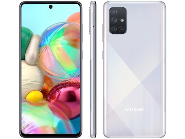 Smartphone Samsung Galaxy A71 128GB Prata 6GB RAM - Tela 6,7” Câm. Quádrupla Câm. + Selfie 32MP