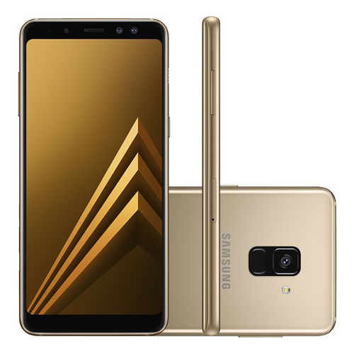 Smartphone Samsung Galaxy A8 Dourado Dual Chip Android 7.1 Tela 5.6' Memória 64Gb Câmera 16Mp Dual Câmera Frontal 16Mp+8Mp
