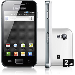 Smartphone Samsung Galaxy Ace Desbloqueado Branco Android 2.2 3G/Wi-Fi Câmera de 5MP Cartão de Memória de 2GB