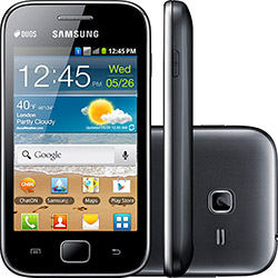 Smartphone Samsung Galaxy Ace Duos S6802 Dual Chip Preto Tela Touch 3.5" - Android 2.3 3G WiFi Câmera 5MP Memória Interna de 3GB