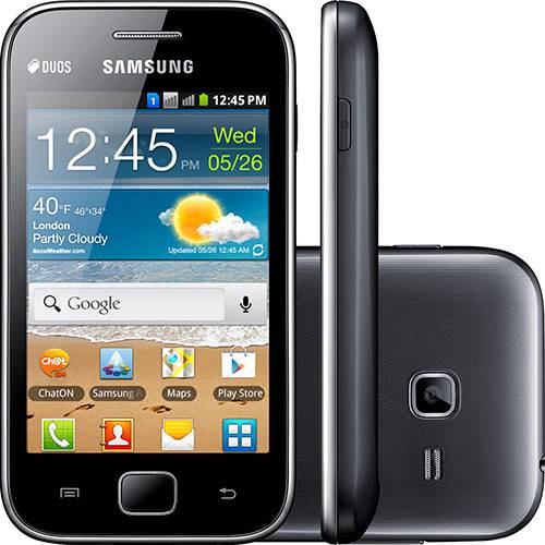 Tudo sobre 'Smartphone Samsung Galaxy Ace Duos S6802 Dual Chip Preto Tela Touch 3.5" - Android 2.3 3G WiFi Câmera 5MP Memória Interna de 3GB'