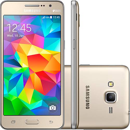 Tudo sobre 'Smartphone Samsung Galaxy Gran Prime Duos 4G Dual Chip Desbloqueado Android Tela LCD TFT 5" 8GB WI-FI/3G/4G Câmera 8MP - Dourado'