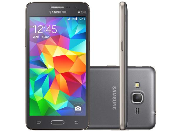 Tudo sobre 'Smartphone Samsung Galaxy Gran Prime Duos 8GB - Cinza Dual Chip 3G Câm. 8MP + Selfie 5MP Tela 5”'