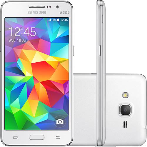 Smartphone Samsung Galaxy Gran Prime Duos Chip Desbloqueado Android 4.4 Kit Kat Tela 5" 8GB 3G Câmera 8MP - Branco