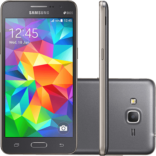 Smartphone Samsung Galaxy Gran Prime Duos Chip Desbloqueado Claro Android 4.4 Kit Kat Tela 5" 8GB 3G Câmera 8MP - Cinza
