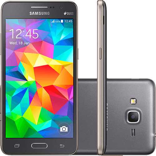 Smartphone Samsung Galaxy Gran Prime Duos com TV Digital Android 4.4 Tela 5" 8GB 3G Wi-Fi Câmera 8MP - Cinza