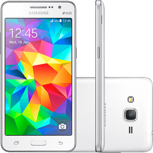 Smartphone Samsung Galaxy Gran Prime Duos Desbloqueado Android 4.4 Tela 5" 8GB 3G Wi-Fi Câmera 8MP TV Digital - Branco